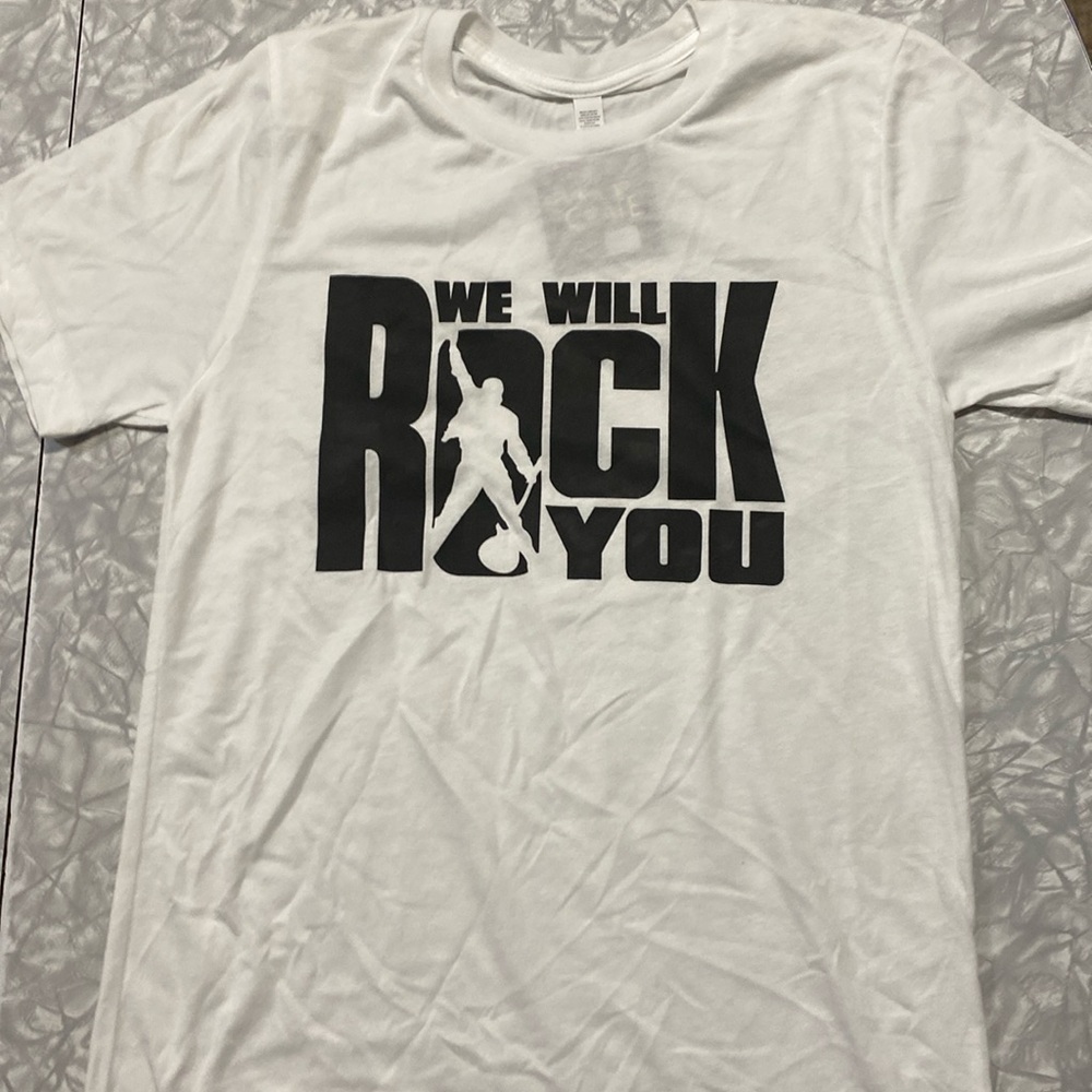 White “We will Rock you” tee